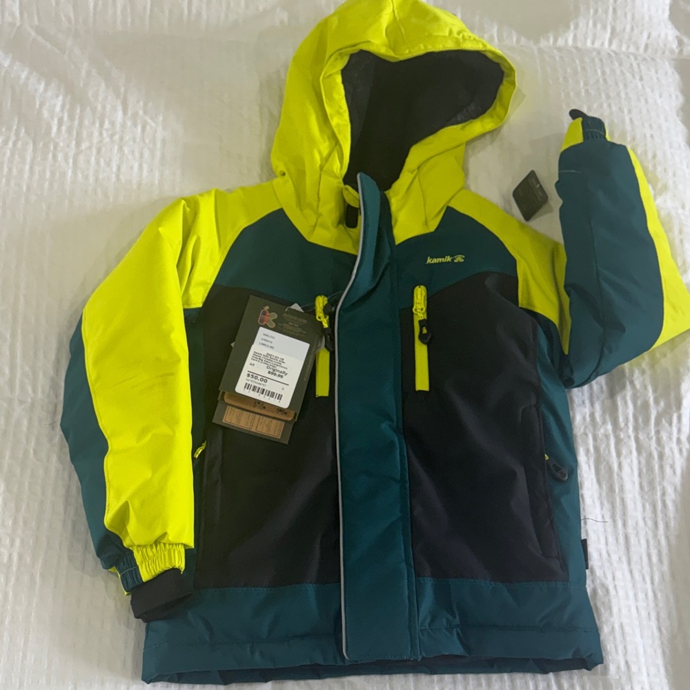 Kamik Kids Jacket - Yellow and Teal